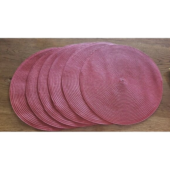 New Round Braided Placemats Set of 6 Table Mats for Dining Tables Woven Washable - Picture 1 of 2
